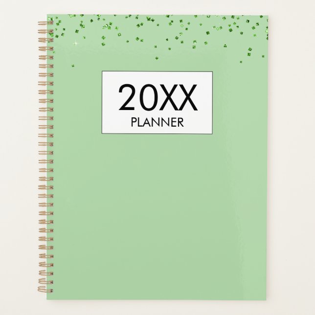 Agenda Falling Green Glitter Personalized Yearly (Anverso)