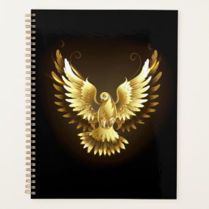 Agenda Falsa paloma de paz del Relieve metalizado dorado
