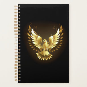 Agenda Falsa paloma de paz del Relieve metalizado dorado