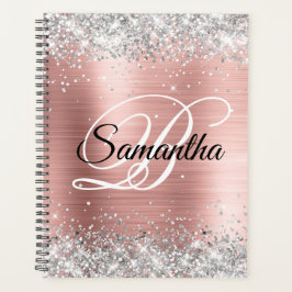 Agenda Falso brillo plateado brillo rubor rosa lámina mon