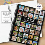 Agenda Familia de Collage de fotos moderna negra<br><div class="desc">Incluya 32 de sus fotos favoritas para crear un divertido collage de fotos en la portada de su planificador familiar anual. Todo el texto es editable para cambiarlo como se desee. Seleccione entre varias fuentes y colores de fondo para crear un aspecto único. PUNTO DE FOTO: Para obtener resultados más...</div>