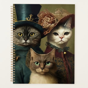 Agenda Familia de gatos caprichosos con ropa de abrigo