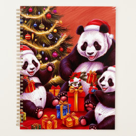 Agenda Familia De Pandas Abriendo Regalos De Navidad