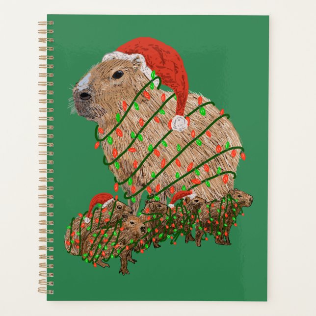 Agenda Familia navidad Capybara envuelta en luces (Anverso)