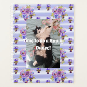 Agenda Famoso gato Tuxedo Cuto Floral Feliz baile