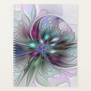 Agenda Fantasía abstracta moderna fractal floral colorida