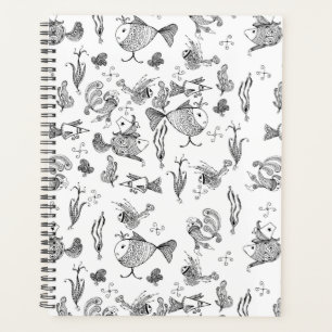 Agenda Fantasía bosquejada de peces creadores plantas ho