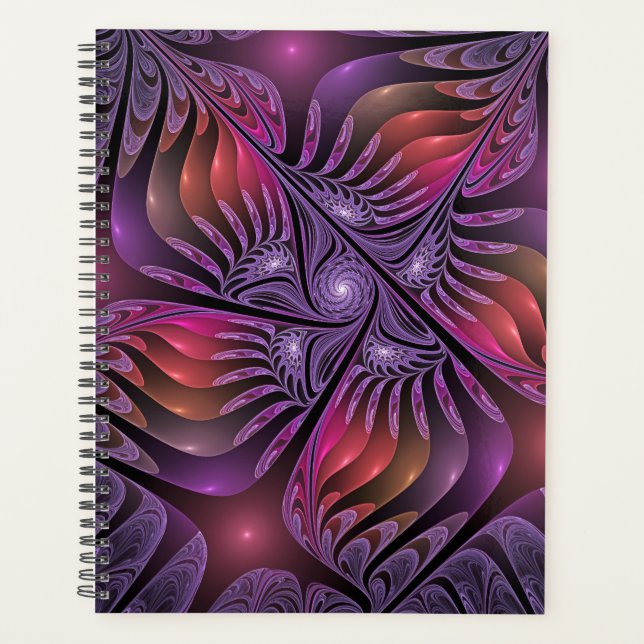 Agenda Fantasía colorida Resumen Trippy Purple Fractal (Anverso)