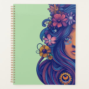 Agenda Fantasía de Boho con pelo floral