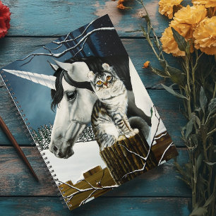 Agenda Fantasía de gato tabby de unicornio blanco