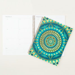 Agenda Fantasia de Mandala Azul Dorado