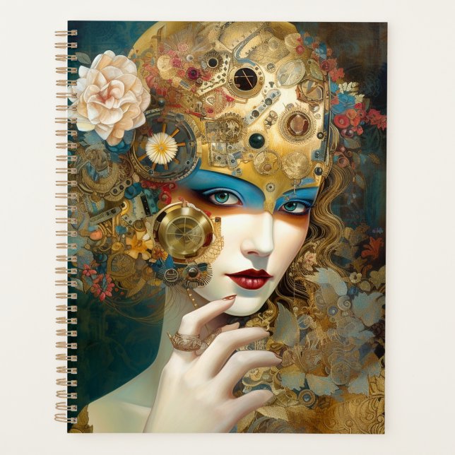 Agenda Fantasía Mecánica Lady Robótica Sci-Fi (Anverso)