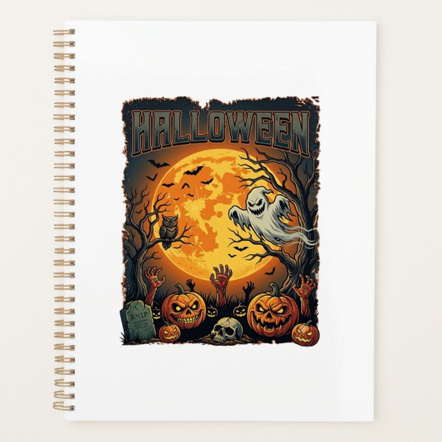 Agenda Fantasma de Halloween Luna Llena Linternas de Jack (Anverso)