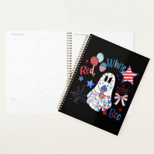 Agenda Fantasma Rojo Blanco Boo Patriótico Halloween 4 de