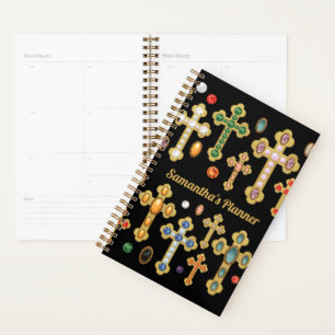 Agenda Faux Birthstone cruza y suelta joyas en negro