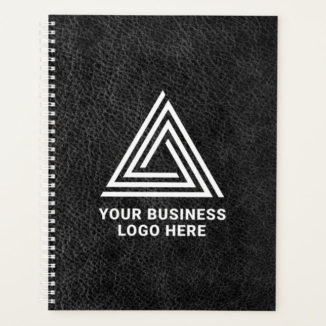 Agenda Faux Black Leather Modern Business Logo (Anverso)