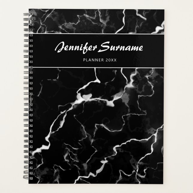 Agenda Faux Black Marble Texble Look With Personalizado T (Anverso)