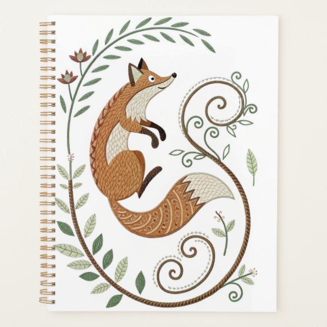 Agenda Faux Embroidery Fox - Spiral Bound Journal (Anverso)