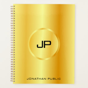 Agenda Faux Gold Modern Elegant Monograma plantilla de mo