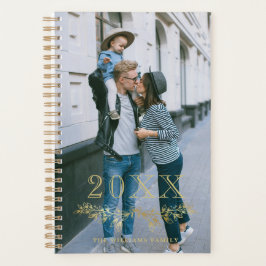 Agenda Faux Gold Overlay Half Wreath Year Name Photo