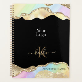 Agenda Faux Gold Purpurina y Pastel Waves Libro de citas