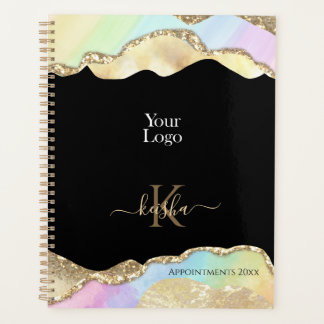 Agenda Faux Gold Purpurina y Pastel Waves Libro de citas