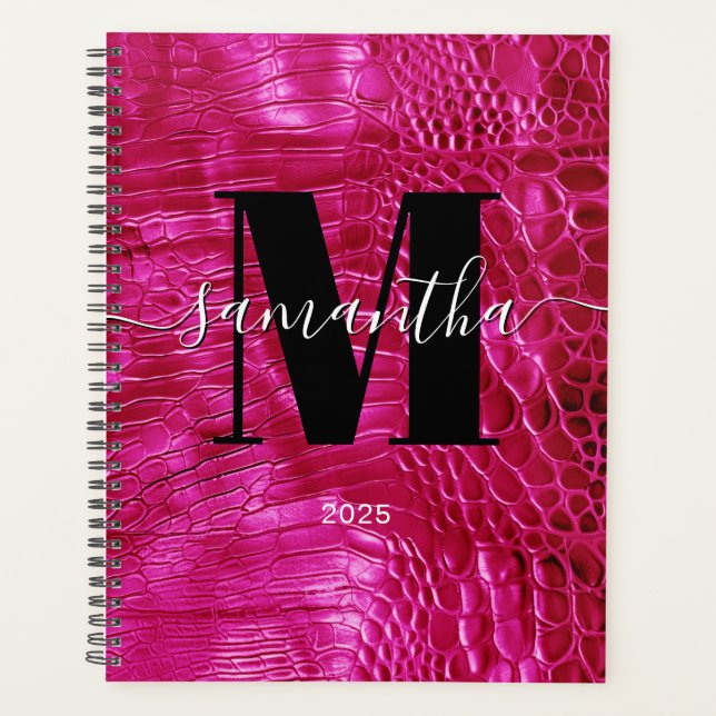 Agenda Faux Hot Pink Leather Signature Monograma 2025 (Anverso)