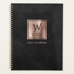 Agenda Faux Leather Look Black Rosa Gold Monograma 2024