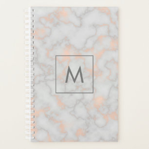 Agenda Faux Marble and Rosa Gold Textura Monogramada
