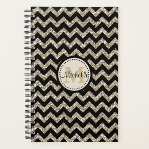 Agenda Faux Purpurina Chevron Gold Monograma