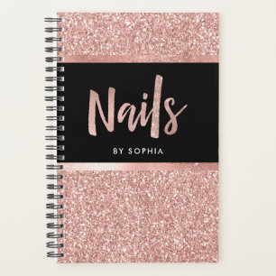 Agenda Faux Rosa Gold Purpurina Look y Black Uñas