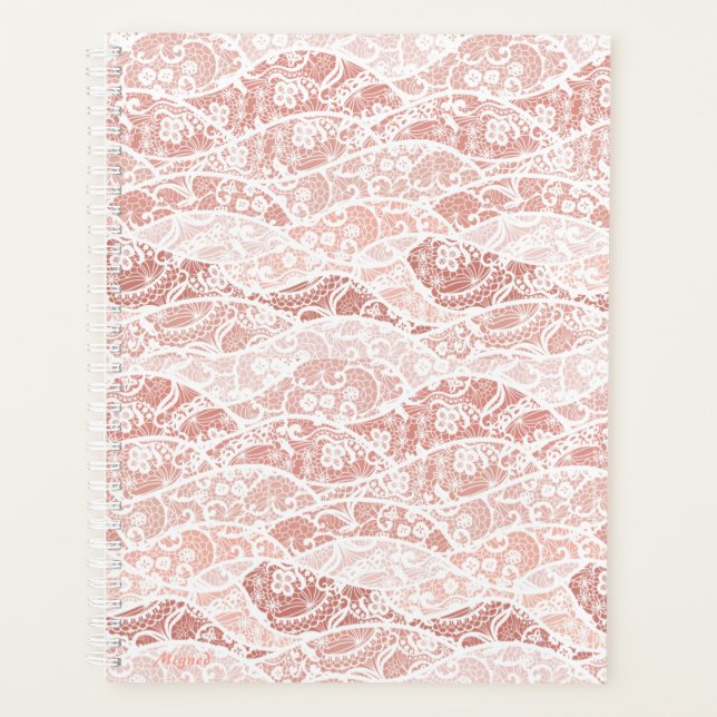 Agenda Faux White Lace Fishnet Planner (Anverso)