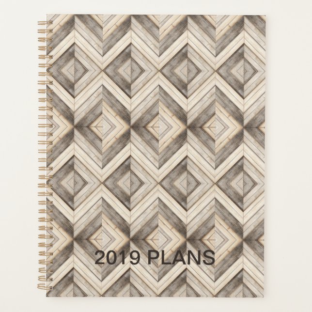 Agenda Faux Wood Chevron Stripes Moderno (Anverso)