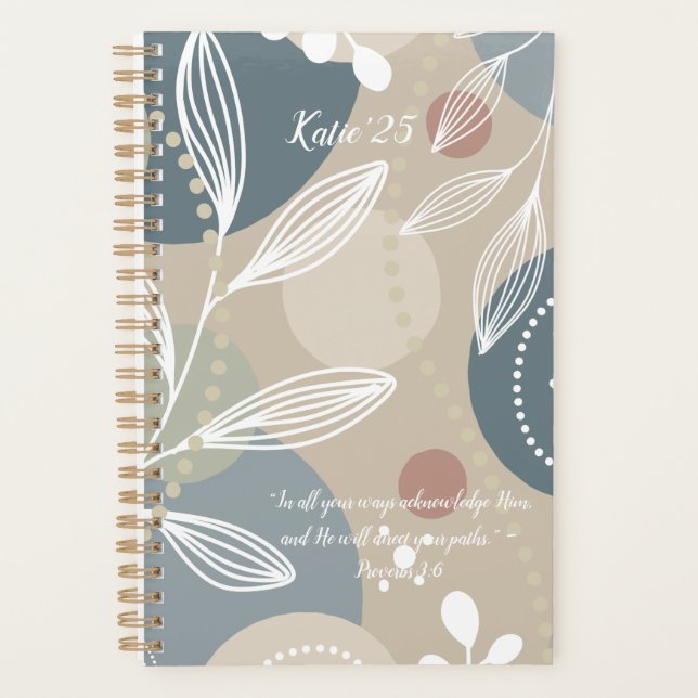Agenda Fe floral personalizado - Escritura Personalizada (Anverso)