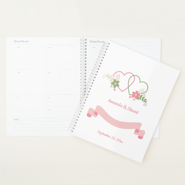 Agenda Fecha Boda personalizada de dos corazones (Demostración)