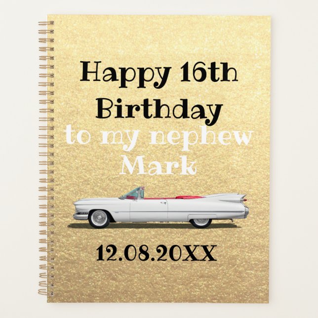 Agenda Feliz 16º cumpleaños oro de sobrino (Anverso)