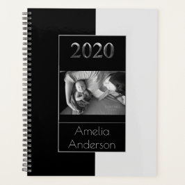 Agenda Feliz Año Nuevo 2020 Elegante gris negro y platead