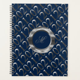 Agenda Feliz Año Nuevo 2021 Navy Blue Silver Gray Elegant
