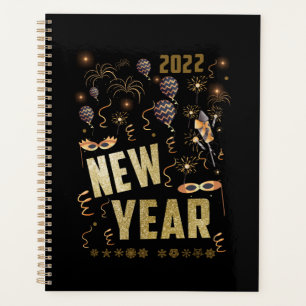 Agenda Feliz Año Nuevo 2022, festivo feriado de oro purpu