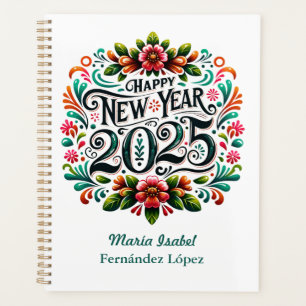 Agenda "Feliz Año Nuevo 2025" colorida Fiesta Mexicana