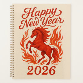 Agenda Feliz Año Nuevo 2026 Fiery Horse