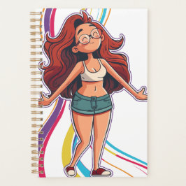 Agenda Feliz chica frío fresco y divertido, seguro de sí 