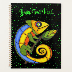 Agenda Feliz Colorido Lizard Big Eyes Leaf Green Dots