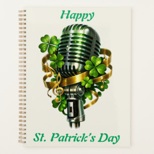 Agenda Feliz día de San Patricio Trébol y Micrófono