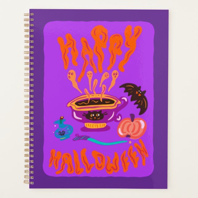Agenda Feliz Halloween Cat Lover bruja taza de café (Anverso)