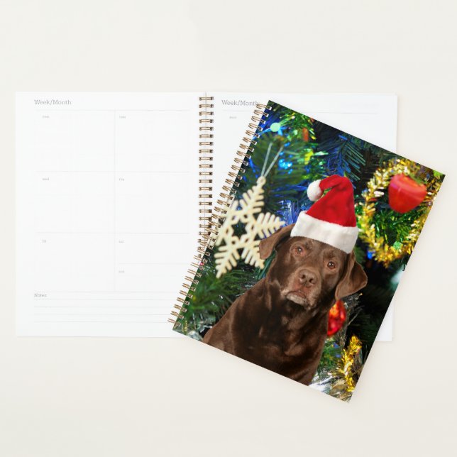 Agenda Feliz Navidad Labrador Recuperador Perro Santa Hat (Demostración)