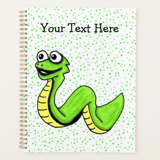 Agenda Feliz Personalizado de serpiente verde brillante e (Anverso)