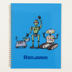 Agenda Feliz personalizado de trío de robots lindos
