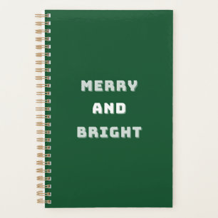 Agenda Feliz y brillante, arte verde Navidad, feriado