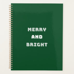 Agenda Feliz y brillante, arte verde Navidad, feriado